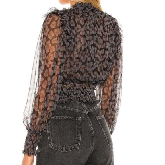 Free People Twyla Top in Printed Black Combo. Sz S - Picture 2 of 11